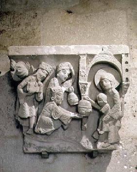Column capital depicting the Adoration of the Magi c.1125-30