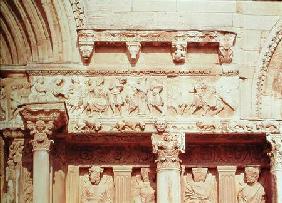 Detail from the central portal of the west facadedepicting scenes from the Passion of Christ c.1180