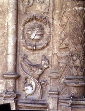 Detail of a dog, from the Cloisters,Manueline Gothic 16th centu