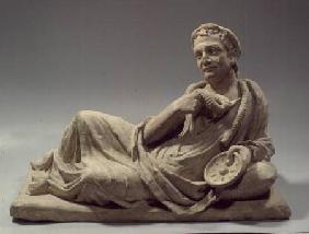 Elderly man holding a garland and a phiale; cover of a cinerary urnEtruscan period 2nd half 2