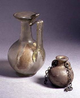 Flask, aryballos with chain c.100 AD