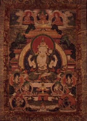 hangka (poss.) of Vairochana's emanation Sarvavid, with nine major Figures 19th-20th