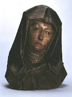 Head of St. Anne, painted wood sculpture, from the workshop of Tilman Riemenschneider (c.1460-1531), 1500-10