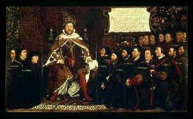 Henry VIII handing over a charter to Thomas Vicary 1541
