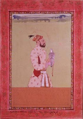 I.S.227-1950 A'zam Shahr, third son of Emperor Aurangzeb, holding a falcon, Golconda, Deccani School c.1680,