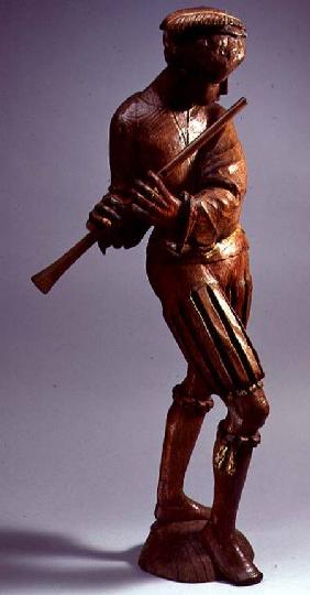 Large figure of a musician with a flute, possibly a Swiss mercenary,North European c.1600