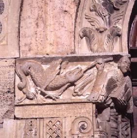 St. Michael slaying a dragondetail of the east portal 12th centu