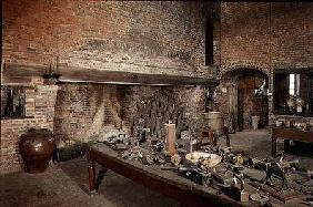 Old HallGainsborough: interior view showing the kitchen c.1484 wit
