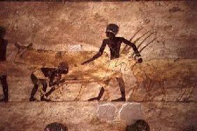 Procession with cattle and gazelles, detail from a tomb wall painting,Egyptian Old to Mid