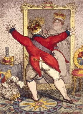 Reflection: To be, or not to be?, cartoon of King George IV of England (1762-1830), 1820 (print) 09th