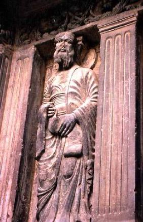 Relief sculpture of an apostle on the facade of St. Gilles Abbey 12th centu