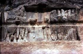 Rock relief depicting the Sassanian King Bahram II (276-93) and an Arab tribe 3rd centur