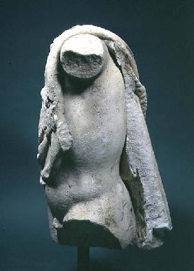 Roman marble torso of a satyr of faun (side view with skin draped over nearest shoulder) 1st centur