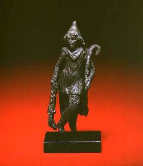 Romano-British bronze statuette of Cautopatesone of the torch-bearers of Mithras 1st centur