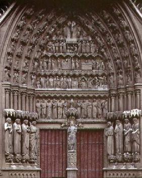 South Transcept Portal with a central trumeau figure of the Virgin and Child (c.1260) and tympanum a 13th centu