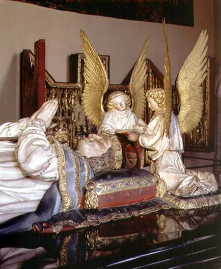 The tomb of Philip the Bolddetail of effigy and two angels von Anonymous