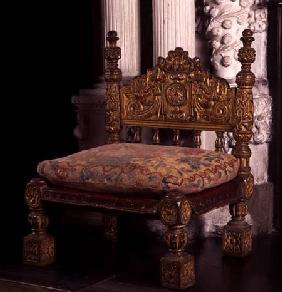 Chair used by one of Elizabeth's maids of honour when they were attending to her at court, in the dr 16th centu