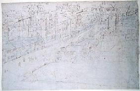 Borough High Street with St. Mary Overy, from 'The Panorama of London' c.1544  an