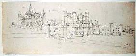 The Chapel and Gatehouse of Hampton Court, from 'The Panorama of London' c.1544  an