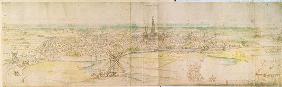 Panoramic View of S'Hertogenbosch, c.1545-50 (pen & ink with w/c over chalk) 20th