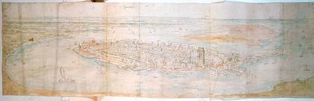 View of Dordrecht (pen and ink and w/c on paper) von Anthonis van den Wyngaerde