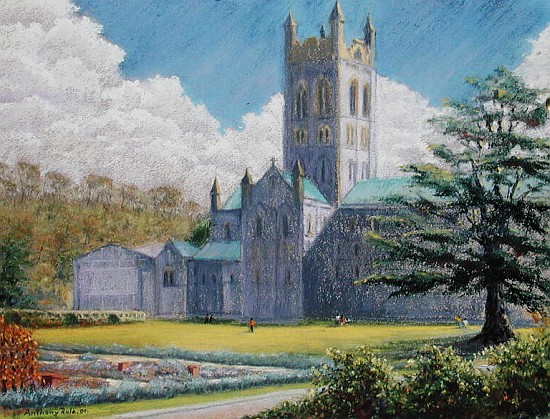 Early Spring, Buckfast Abbey, 2001 (pastel on paper)  von Anthony  Rule
