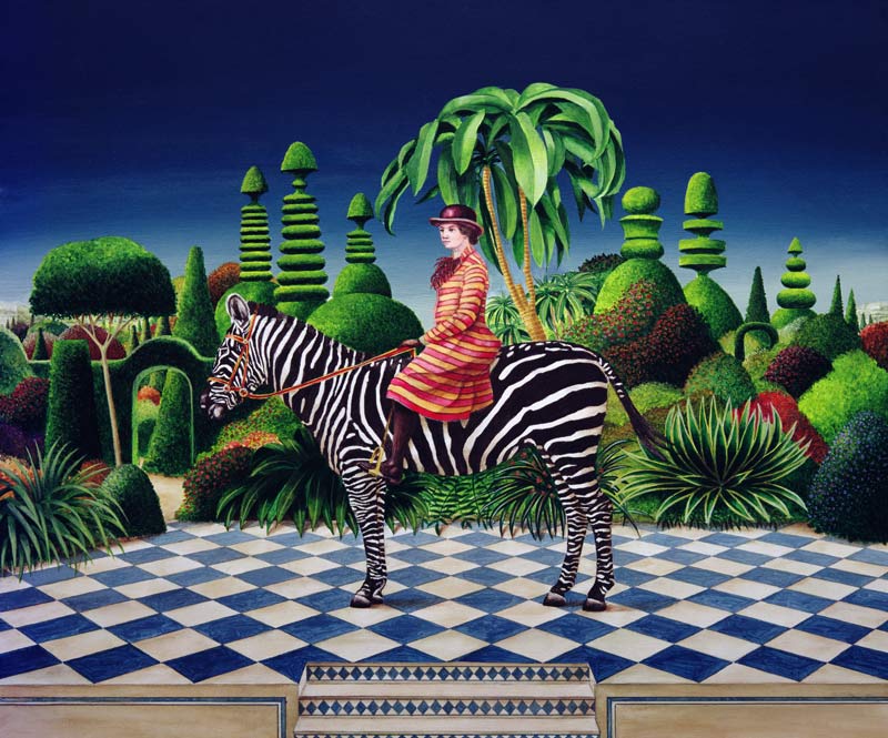 Lady on a Zebra, 1981 (acrylic on board)  von Anthony  Southcombe