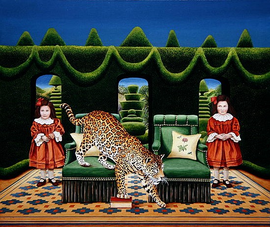 Two Sisters with a Jaguar, 1994 (acrylic on board)  von Anthony  Southcombe
