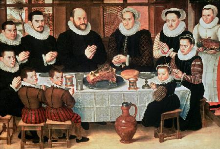 A Family Saying Grace Before the Meal 1585