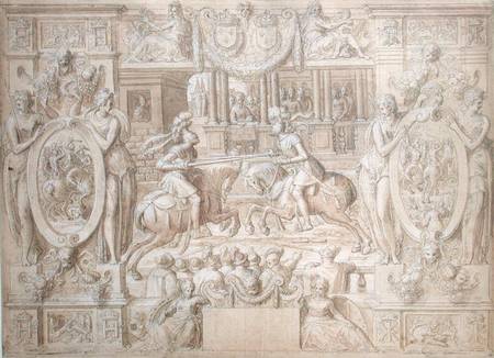 Tournament on the Occasion of the Marriage of Catherine de Medici (1519-89) and Henri II (1519-59) von Antoine Caron