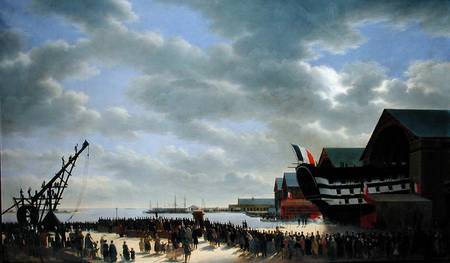 The Launch of 'Le Friedland' at Cherbourg, 4th April 1840 von Antoine Chazal
