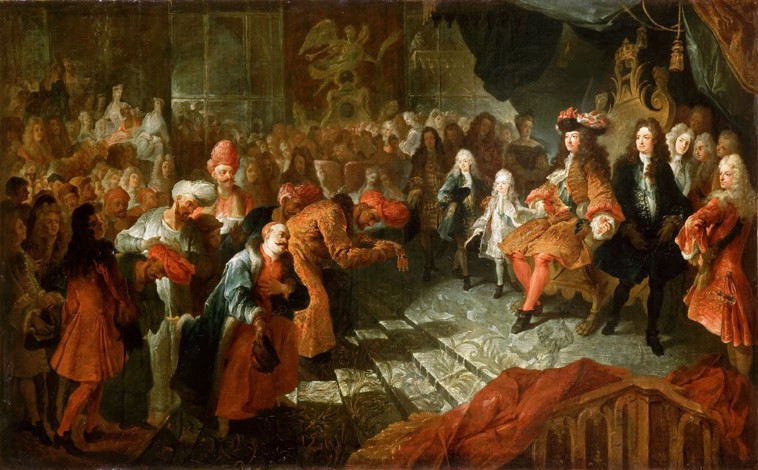 Ludwig XIV. empfängt den persischen Botschafter in der Spiegelgalerie am 19. Februar 1715 von Antoine Coypel