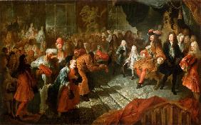 Ludwig XIV. empfängt den persischen Botschafter in der Spiegelgalerie am 19. Februar 1715