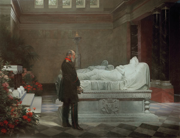 Wilhelm I. am Sarkophag Königin Luises von Anton Alexander von Werner