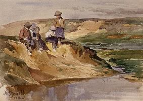 Kinder am Ufer von Anton Braith