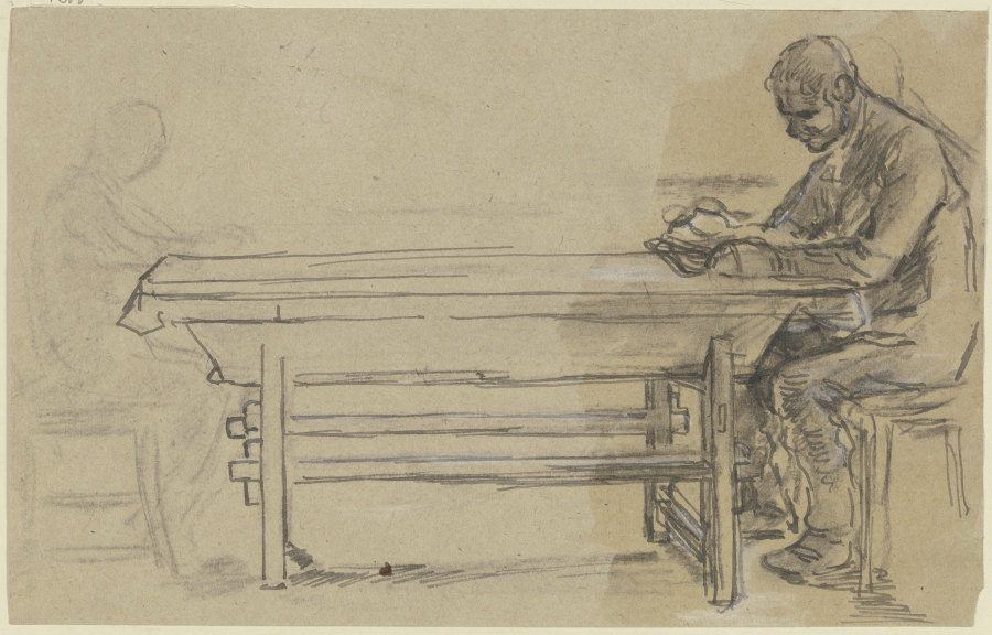 Lesender Mann an einem Tisch von Anton Burger