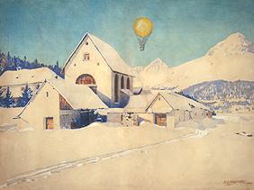 Winterlandschaft mit Ballon 1910
