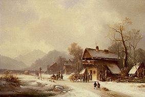 Oberbayerisches Dorf im Winter von Anton Doll