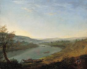 Die Elbe bei Blasewitz oberhalb Dresdens am Morgen um 1800