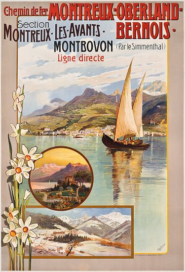 Poster advertising Montreux-Oberland-Bernois train journeys von Anton Reckziegel