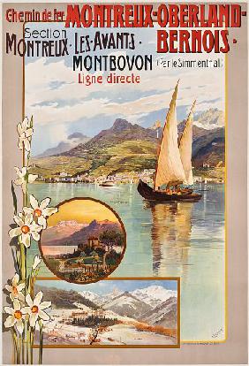 Poster advertising Montreux-Oberland-Bernois train journeys c. 1910