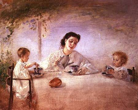 The artist's wife Sophie with their daughters Mathilda and Adele von Anton Romako
