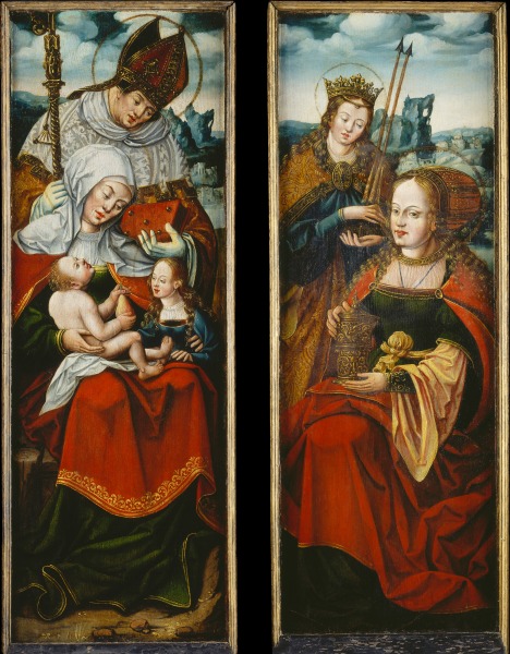 Linker und rechter Seitenflügel eines Altars mit der hl. Anna Selbdritt, einem hl. Bischof und den h von Anton Woensam von Worms