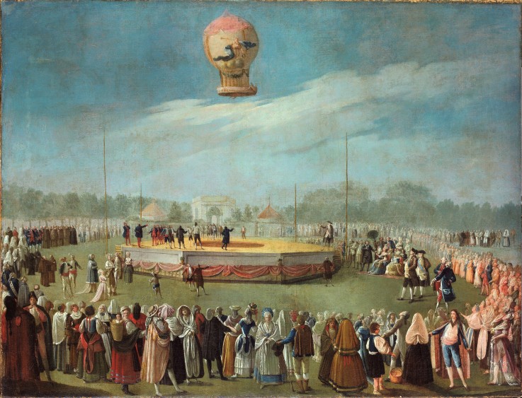 Aufstieg des Luftballons in Anwesenheit des Hofes Karls IV. von Antonio Carnicero