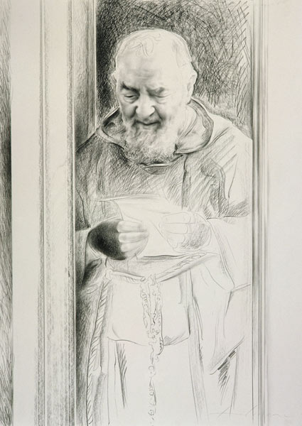 Padre Pio, 1988-89 (charcoal on paper)  von Antonio  Ciccone