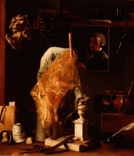 Still life of Objects with Self Portrait von Antonio Cioci or Ciocchi