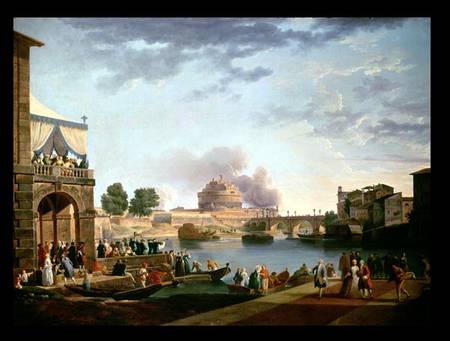 The Election of the Pope with the Castel St. Angelo, Rome in the background von Antonio Joli