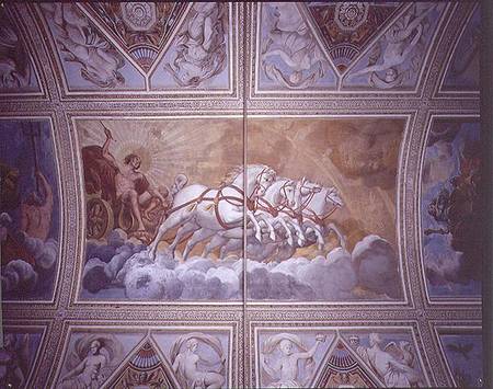 The Sun God driving his chariot across the sky, ceiling painting von Antonio Maria Viani