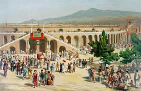 A Market in Pompeii (colour litho) 19th