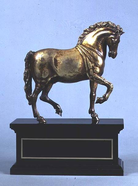 Gilt bronze walking horse, cast from a model Giovanni Bologna (1529-1608) von Antonio Suisini